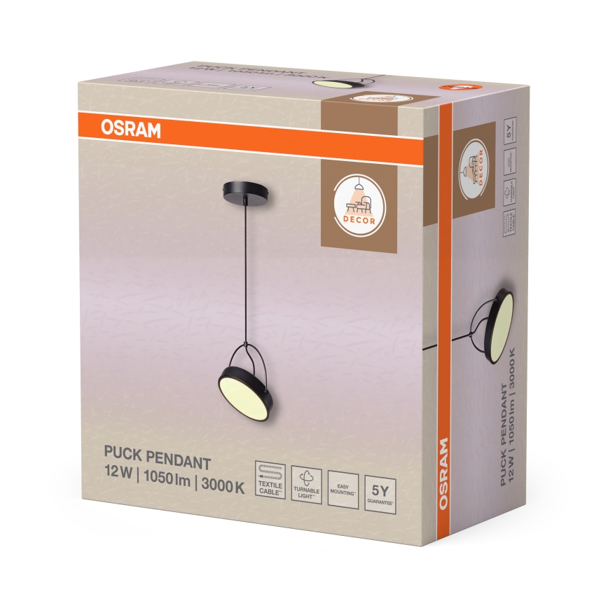 Osram - LED-hanglamp aan kabel DECOR PUCK LED/12W/230V CRI 90 zwart