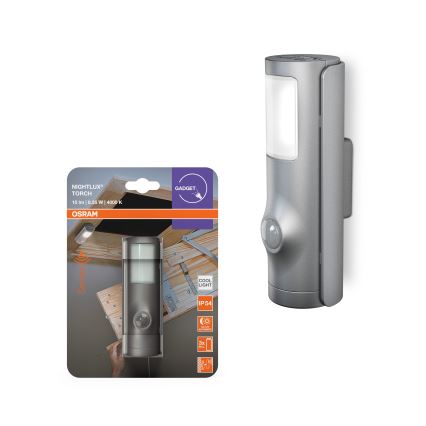 Osram - LED oriëntatielamp met sensor NIGHTLUX LED/0,35W/3xAAA IP54 zilverkleurig