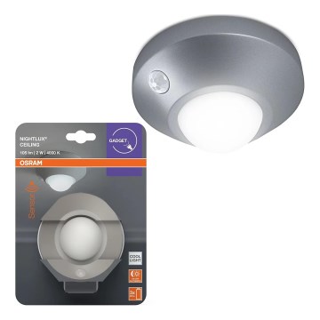 Osram - LED oriëntatielamp met sensor NIGHTLUX LED/2W/3xAA zilver