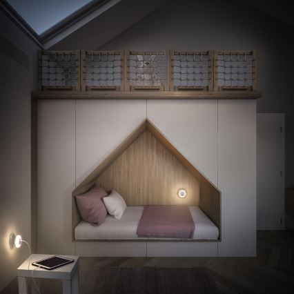 Osram - LED-oriëntatielamp voor in het stopcontact met USB LUNETTA LED/15W/230V wit