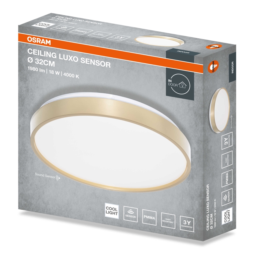 Osram - LED-plafondlamp met schemersensor CEILING LUXO LED/18W/230V Ø 32 cm goudkleurig