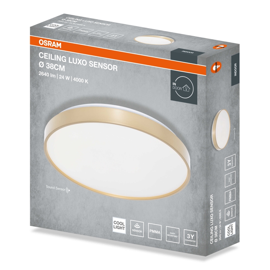 Osram - LED-plafondlamp met schemersensor CEILING LUXO LED/24W/230V Ø 38 cm, goudkleurig