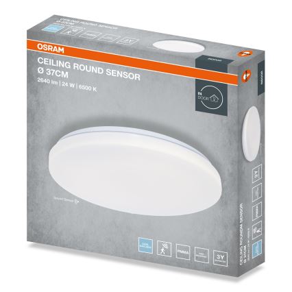Osram - LED plafondlamp voor badkamer met schemersensor CEILING ROUND LED/24W/230V 6500K Ø 37 cm wit