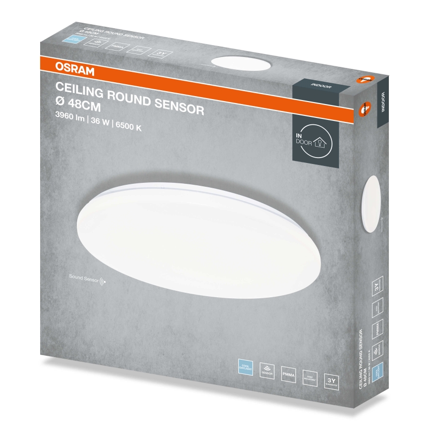 Osram - LED plafondlamp met schemersensor CEILING ROUND LED/36W/230V 6500K Ø 48 cm wit