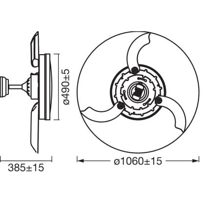 Osram - LED-plafondlamp met ventilator CEILING FAN, 66W/230V, instelbare kleurtemperatuur 3000/4000/6500K, wit + afstandsbediening