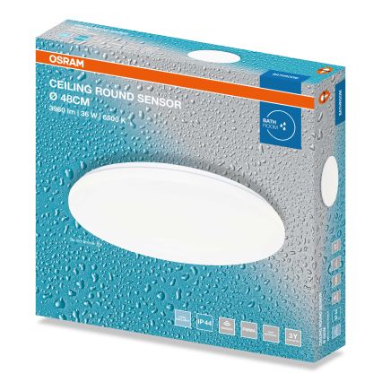 Osram - LED plafondlamp voor badkamer met schemersensor CEILING ROUND LED/36W/230V 6500K Ø 48 cm IP44 wit