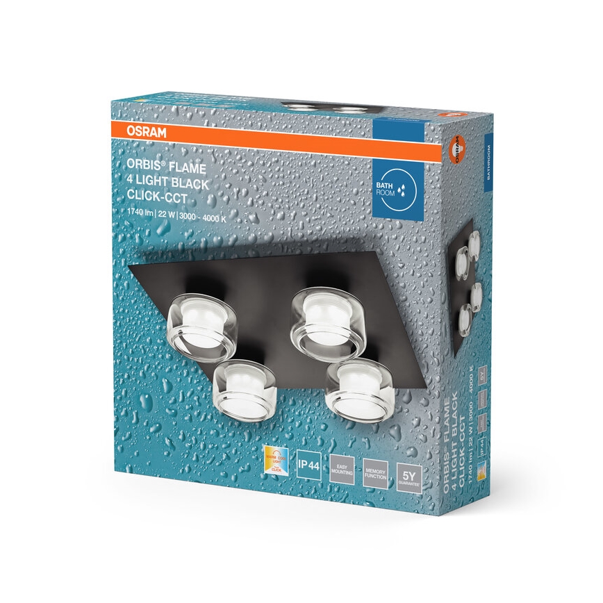 Osram - Plafonnier LED pour salle de bains ORBIS FLAME 4xLED/5,5W/230V 3000/4000K IP44 noir