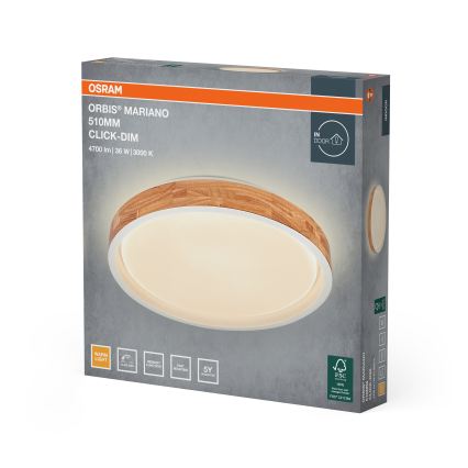 Osram - Plafonnier LED dimmable MARIANO LED/36W/230V Ø 51 cm chêne/blanc