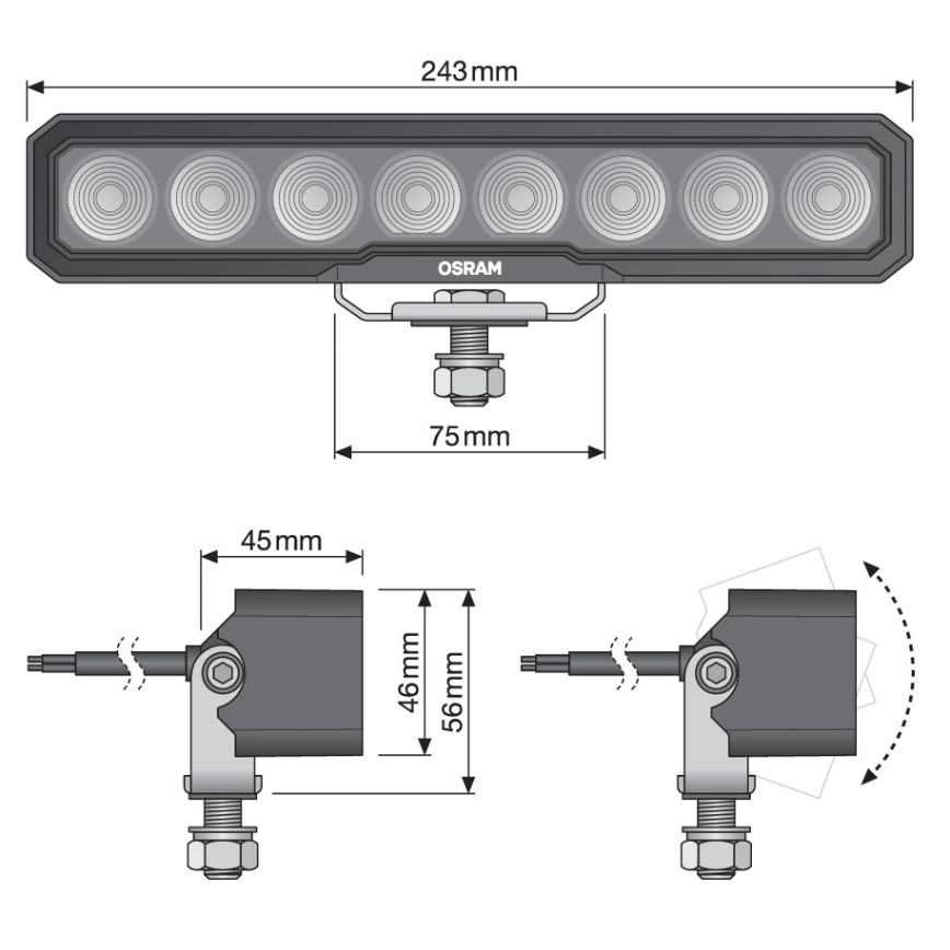 Osram - Projecteur LED pour automobile LIGHTBAR WL VX250-WD LED/36W/12/24V 6000K IP69
