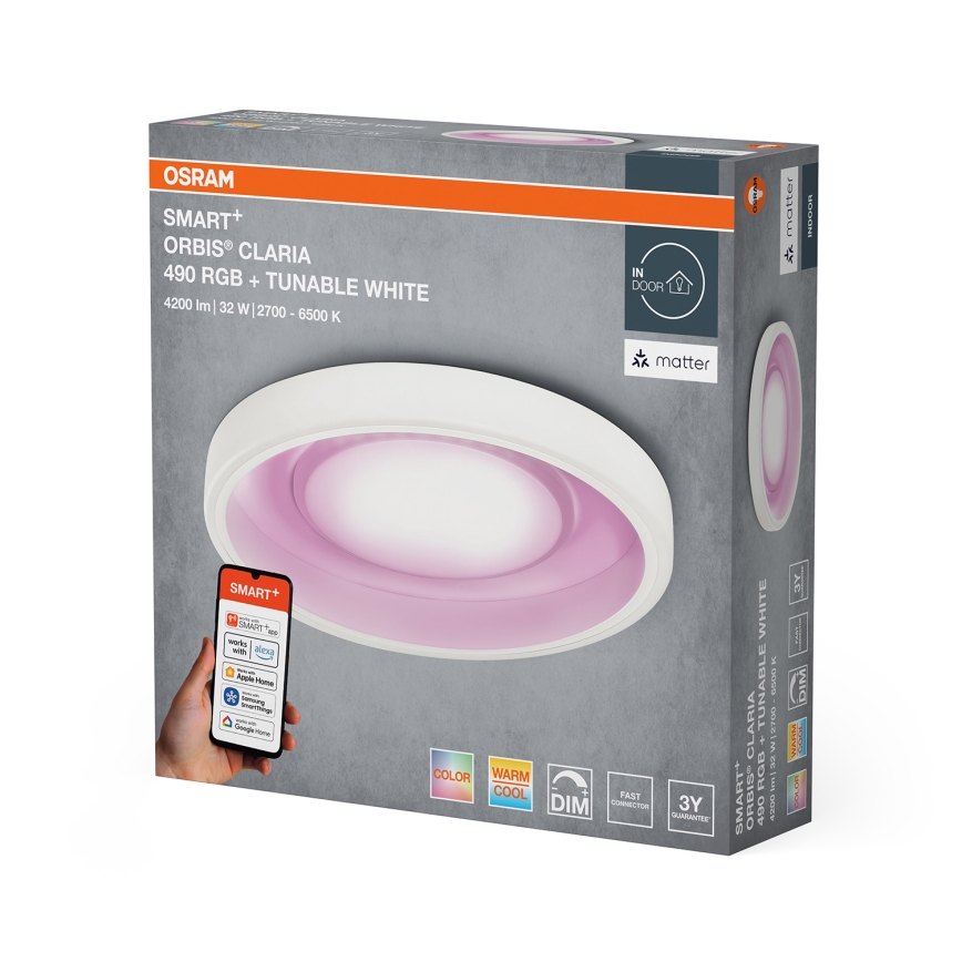 Osram- LED RGBW dimbare plafondlamp SMART+ CLARIA LED/32W/230V Ø 49 cm 2700-6500K Wi-Fi