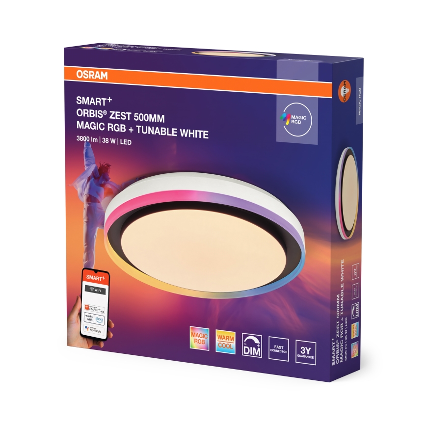 Osram - LED RGBW dimbare plafondlamp SMART+ MAGIC LED/38W/230V Ø 49 cm zwart 2700-6500K Wi-Fi