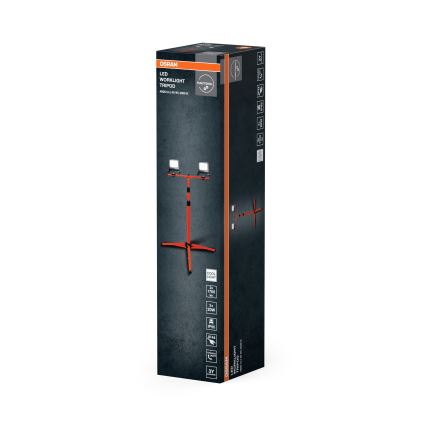 Osram - LED-schijnwerper met houder TRIPOD 2xLED/20W/230V 4000K IP65 oranje/antraciet