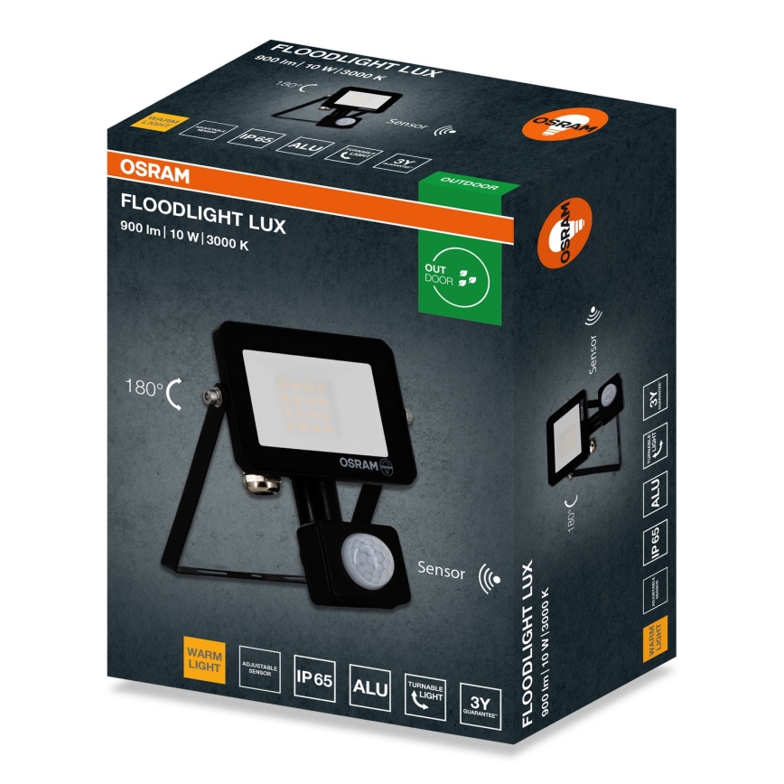 Osram - LED-schijnwerper met sensor FLOODLIGHT LED/10W/230V 3000K IP65