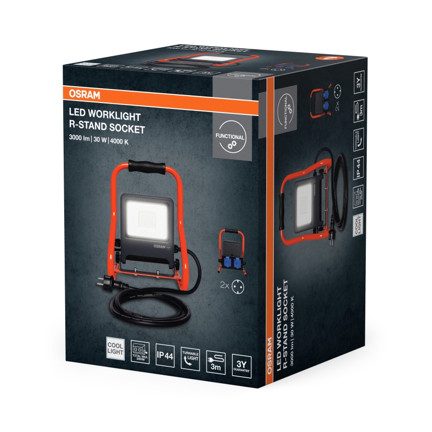 Osram - LED-schijnwerper met statief R-STAND LED/30W/230V 4000K P44 oranje