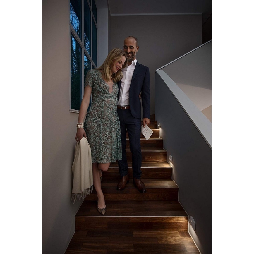 Osram - LED trapverlichting met sensor NIGHTLUX LED/0,25W/3xAAA IP54 zilver