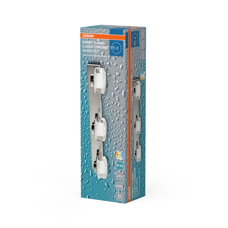 Osram - LED-badkamerwandlamp ORBIS FLAME 3xLED/5,5W/230V 3000/4000K IP44 glanzend chroom