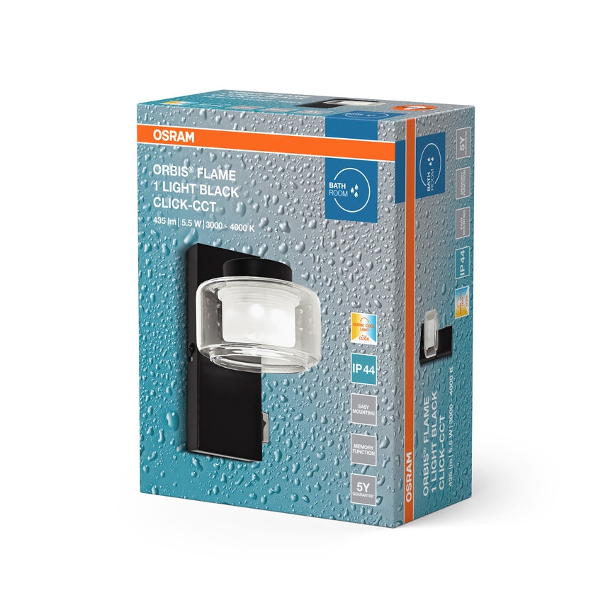 Osram - LED-badkamerwandlamp ORBIS FLAME LED/5,5W/230V 3000/4000K IP44 zwart