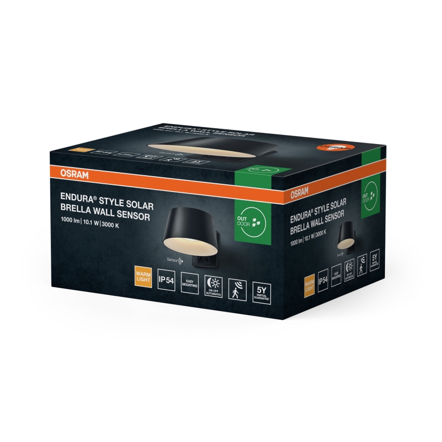 Osram - LED zonnewandlamp met sensor ENDURA STYLE LED/10,1W/4,2V 2000 mAh IP54 antraciet