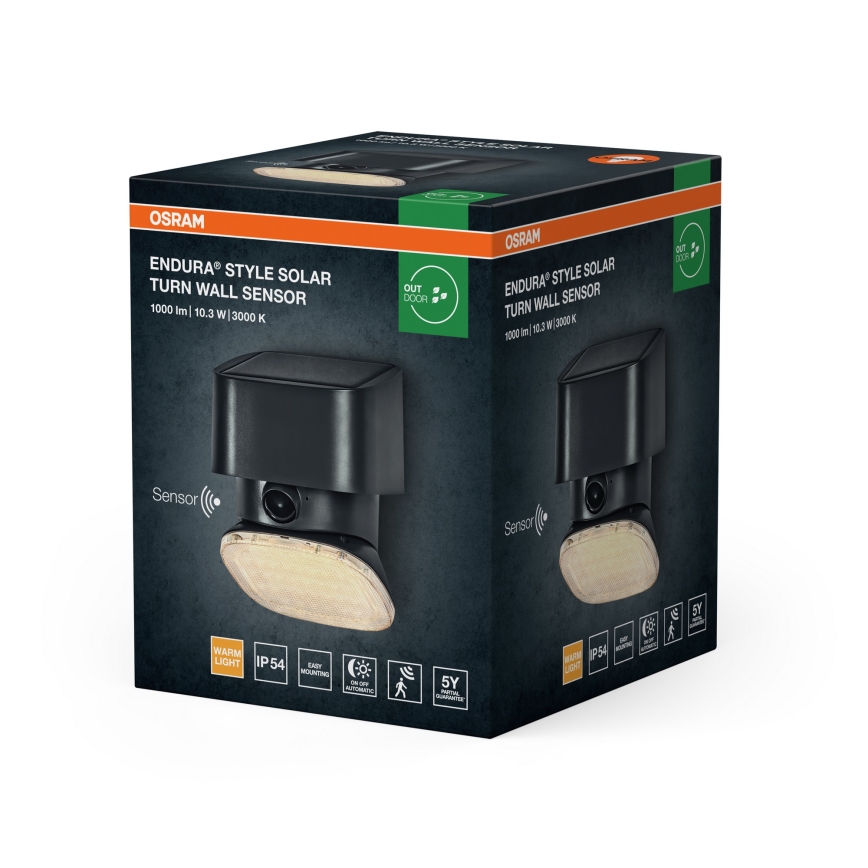 Osram - LED zonne-wandlamp met sensor ENDURA STYLE LED/10,3W/4,2V 2000 mAh IP54 antraciet