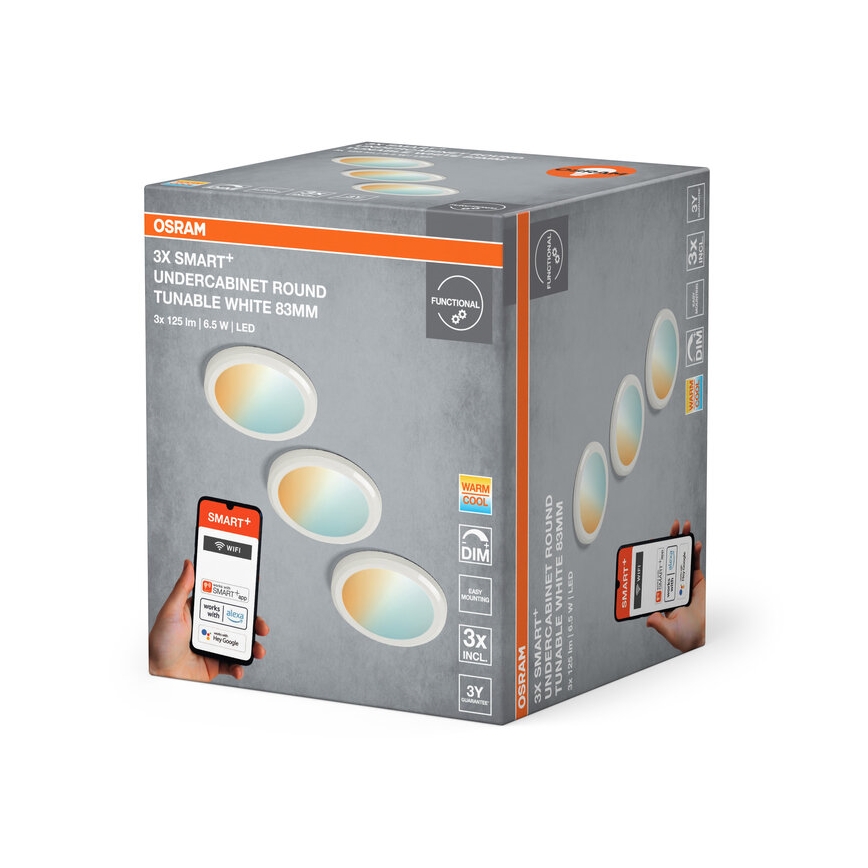 Osram - Pack 3x luminaires LED dimmables pour sous-meuble SMART+ LED/6,5W/230V 3000-6500K Wi-Fi