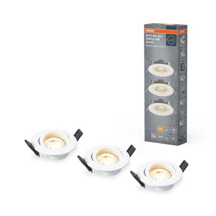Osram - Lot de 3 spots LED encastrables dimmables SPOT LED/4,9 W/230 V 2700 K Ø 8,7 cm blanc