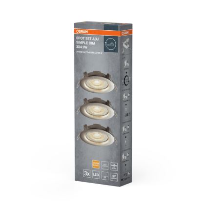Osram - Lot de 3 spots LED encastrables dimmables LED/4,9W/230V