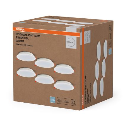 Osram - Lot de 6 spots encastrés ESSENTIAL LED/18W/230V 6500K Ø 22 cm blanc