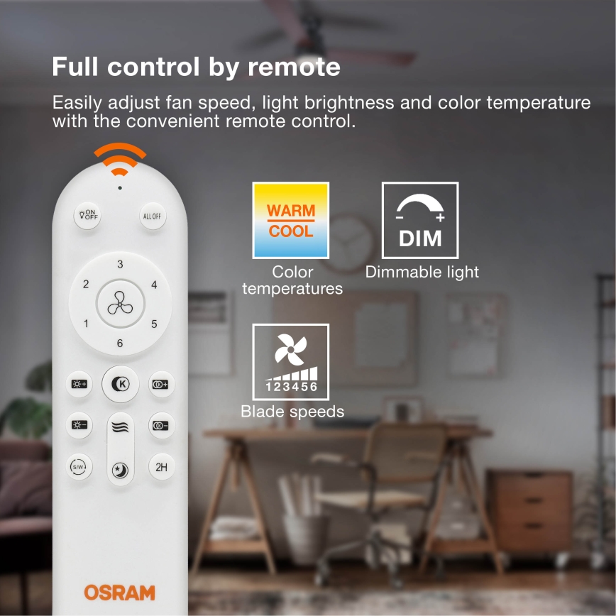 Osram - Plafonnier LED dimmable avec ventilateur LEVECHE LED/36W/230V 3000/4000/6500K + télécommande