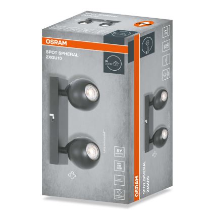 Osram - Opbouwspot SPOT SPHERAL 2xGU10/6W/230V zwart