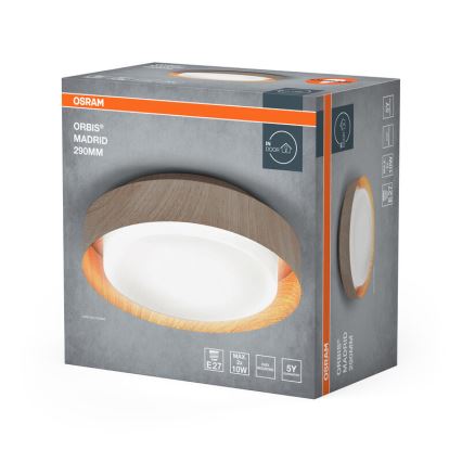 Osram - Plafondlamp ORBIS MADRID 2x E27/10W/230V Ø 29 cm houtlook