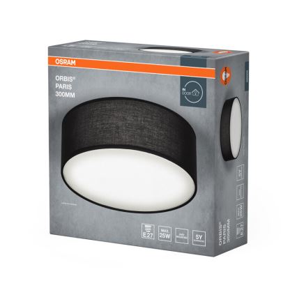 Osram - Plafondlamp ORBIS PARIS 1xE27/25W/230V Ø 30 cm zwart