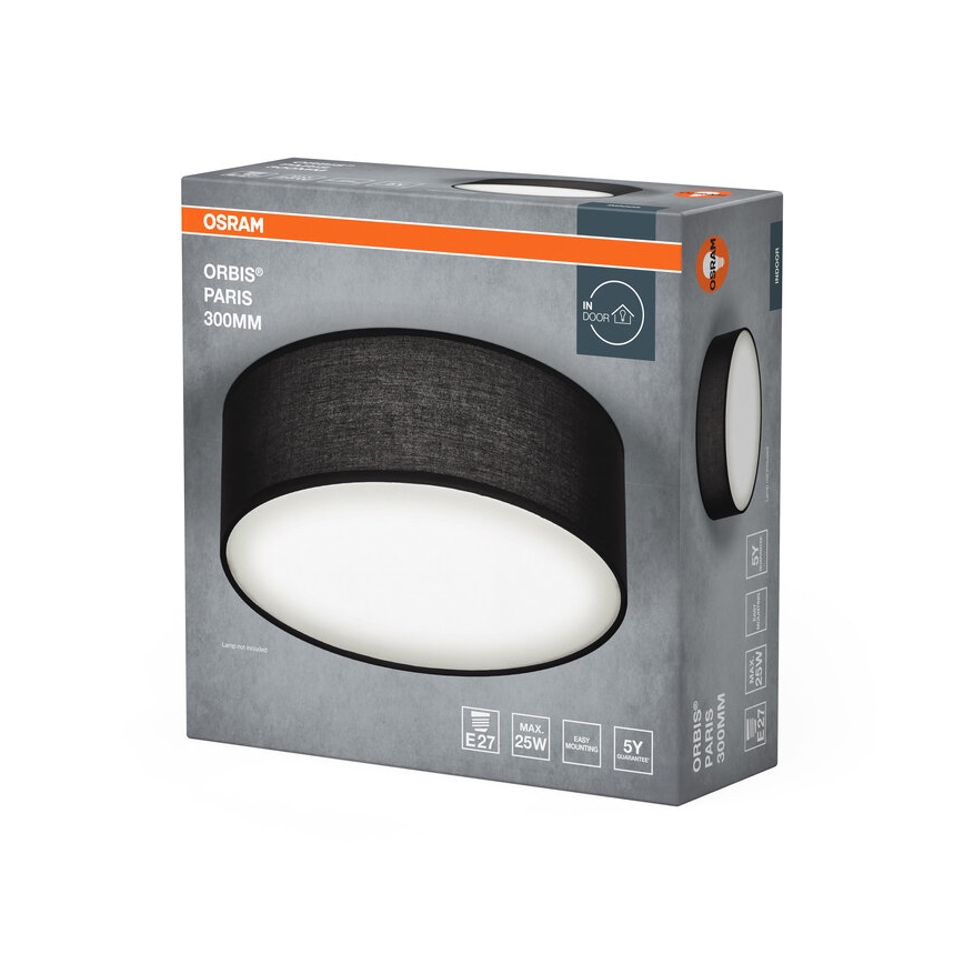 Osram - Plafondlamp ORBIS PARIS 1xE27/25W/230V Ø 30 cm zwart