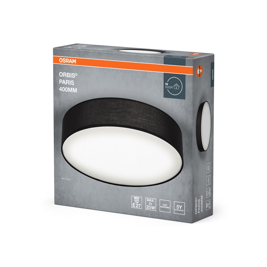Osram - Plafondlamp ORBIS PARIS 2xE27/25W/230V Ø 40 cm zwart
