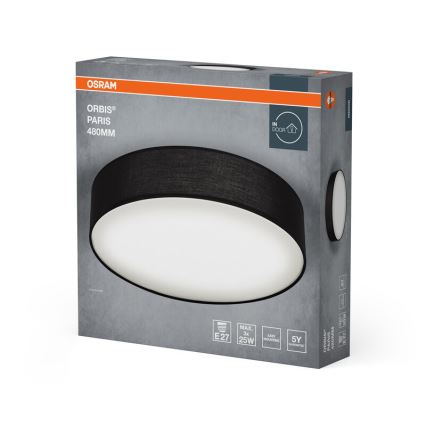 Osram - Plafondlamp ORBIS PARIS 3xE27/25W/230V Ø 48 cm zwart