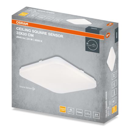 Osram - Plafonnier LED avec capteur crépusculaire SQUARE LED/24W/230V 33x33 cm