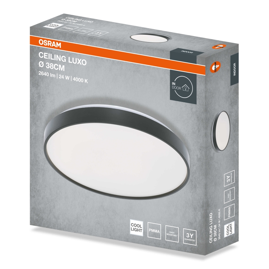 Osram - Plafonnier LED CEILING LUXO LED/24W/230V Ø 38 cm noir