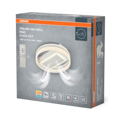 Osram - Plafonnier LED dimmable avec ventilateur (LED/55W/230V 3000-6500K), blanc + télécommande