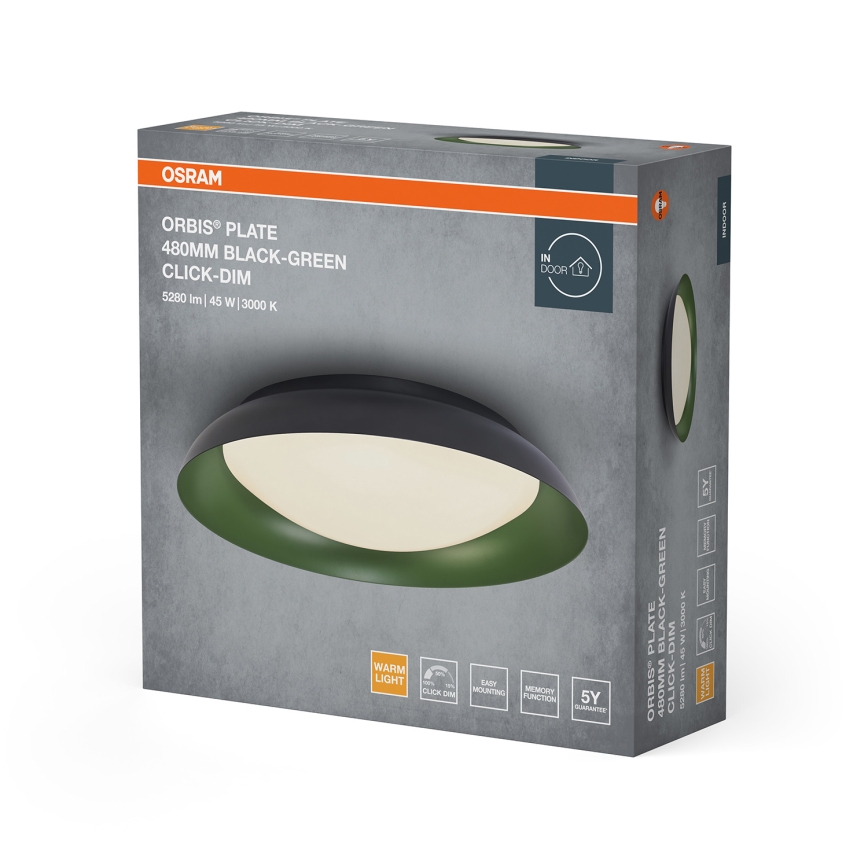 Osram - Plafonnier LED dimmable ORBIS PLATE LED/45W/230V Ø 48 cm vert/noir