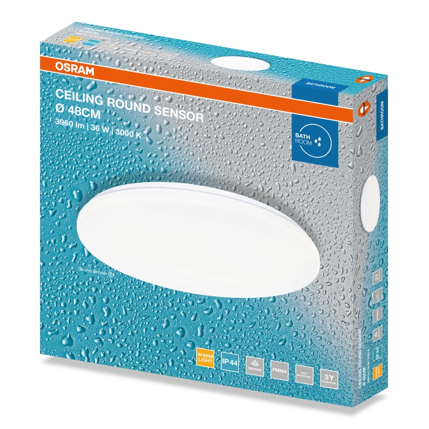 Osram - Plafonnier LED de salle de bains avec capteur crépusculaire CEILING ROUND LED/36W/230V 3000 K Ø 48 cm IP44 blanc