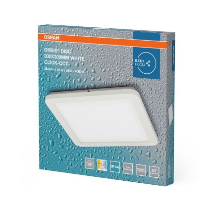 Osram - ORBIS DISC Plafonnier LED pour salle de bains, 22 W, 230 V, 3000/4000 K, 30 x 30 cm, IP44, blanc