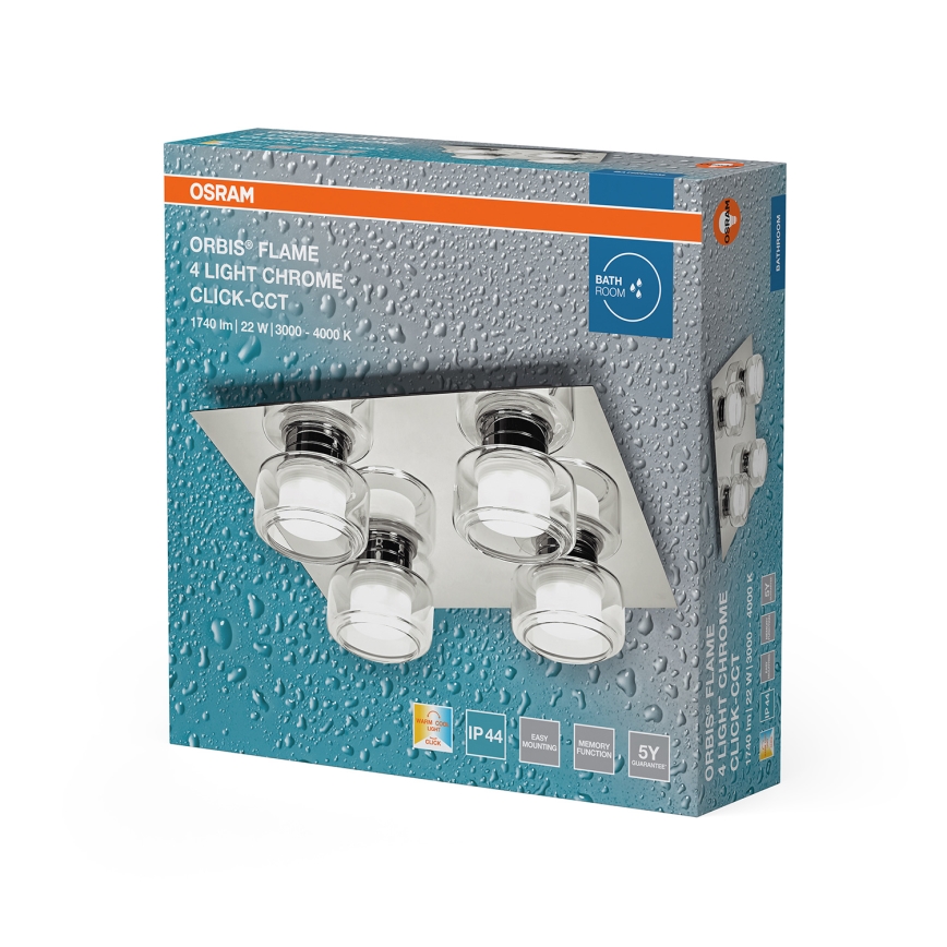 Osram - Plafonnier LED pour salle de bains ORBIS FLAME 4xLED/5,5W/230V 3000/4000K IP44 chrome brillant