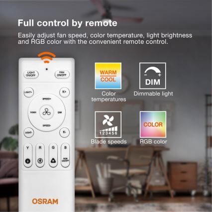 Osram - LED RGB Plafonnier dimmable avec ventilateur CIERZO LED/35W/230V 3000-6500K + télécommande