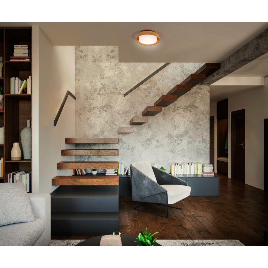 Osram - Plafonnier ORBIS MADRID 2xE27/10W/230V, diam. 29 cm, décor bois