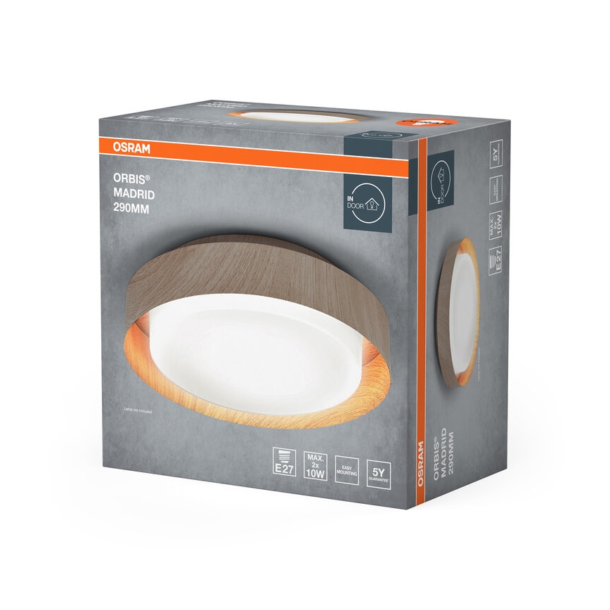 Osram - Plafonnier ORBIS MADRID 2xE27/10W/230V, diam. 29 cm, décor bois