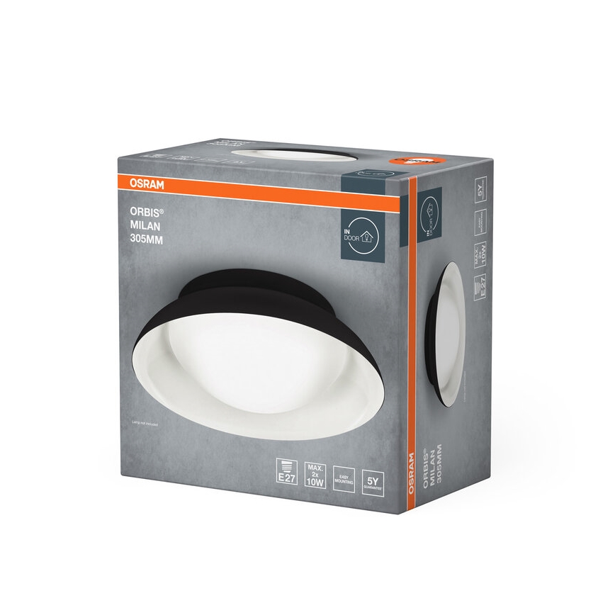 Osram - Plafonnier ORBIS MILAN 2xE27/10W/230V Ø 30,5 cm noir