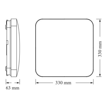 Osram - Plafonnier SQUARE LED, 24 W, 230 V, 33 x 33 cm