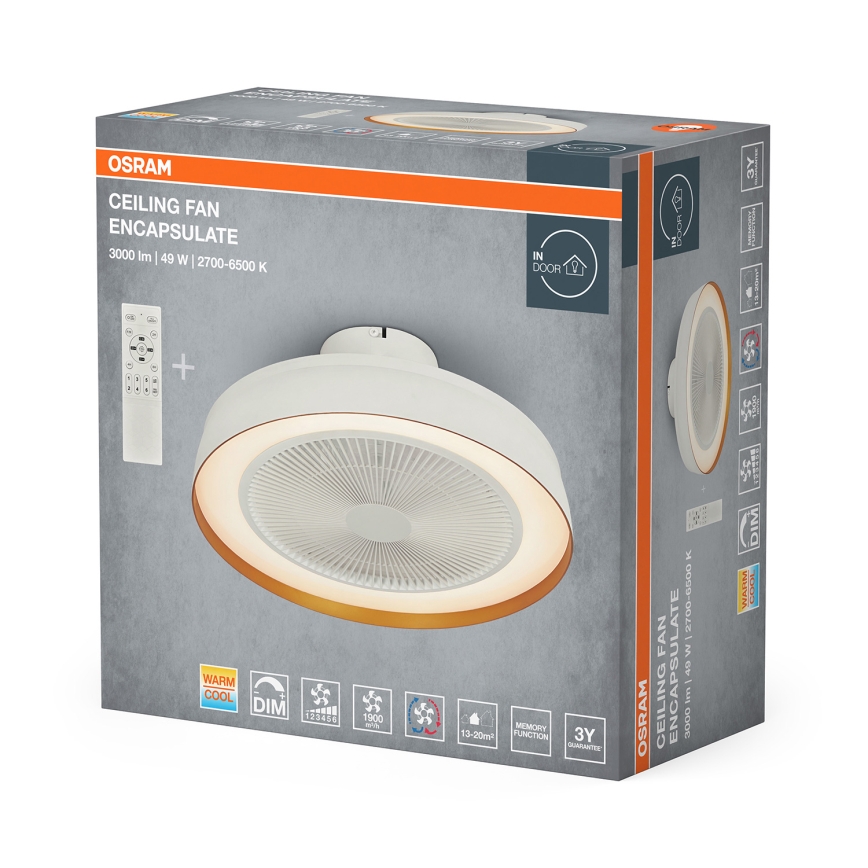 Osram - Plafonnier LED dimmable avec ventilateur de plafond LED/49W/230V 2700-6500K blanc/doré + télécommande