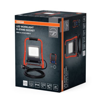 Osram - Projecteur LED avec support et prises R-STAND LED/50W/230V 4000K IP44 orange/antracite