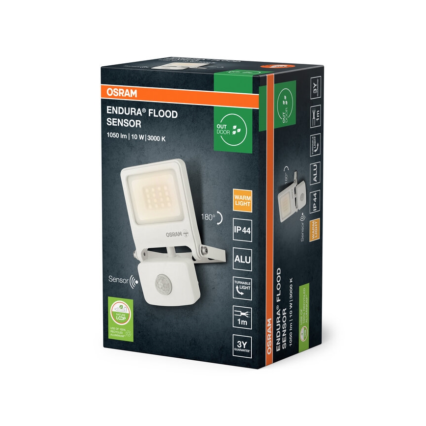 Osram - Projecteur LED ENDURA avec détecteur, 10W/230V, 3000K, IP44