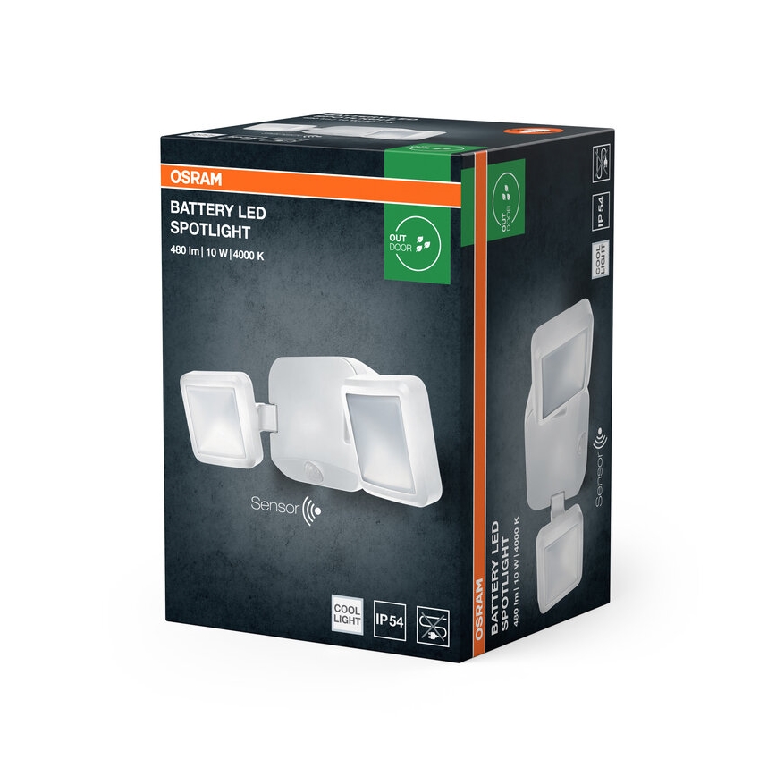 Osram - Projecteur mural d'extérieur à LED avec détecteur BATTERY 2xLED/5W/4xD IP54